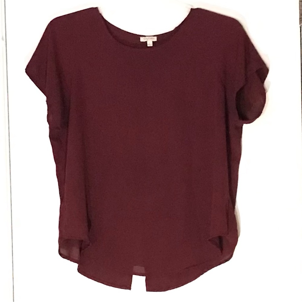 Lily White  Women Blouse Burgundy in color size XL NWOT